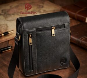 leather messenger bag (black)